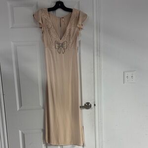 Free People Cream Maxi Dress with Lace Details